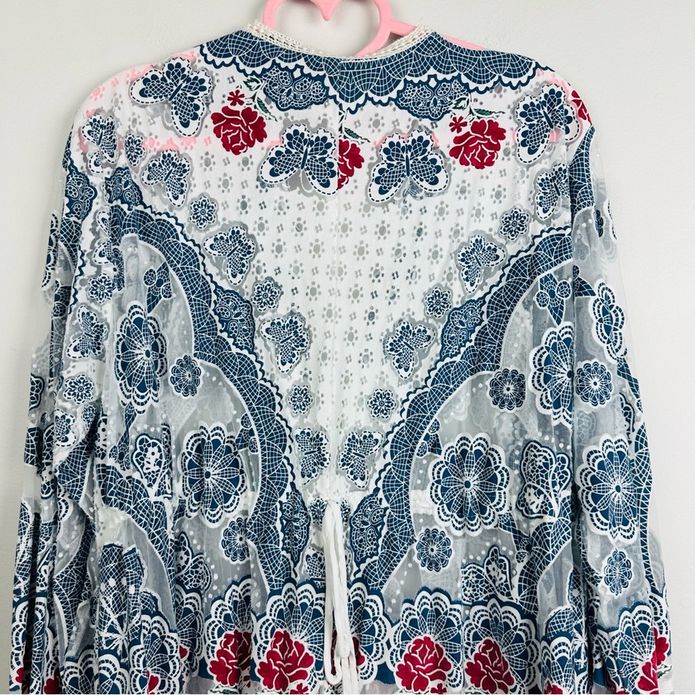 FARM Rio Blue and Red Patterned Blouse - Picture 11 of 15